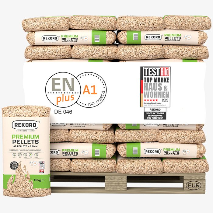 REKORD-Premium-Holzpellets-6mm-ENplusA1-66-x-15kg-Palette-1.jpg REKORD Premium Holzpellets 6mm ENplusA1, 66 x 15kg Palette - Image 1